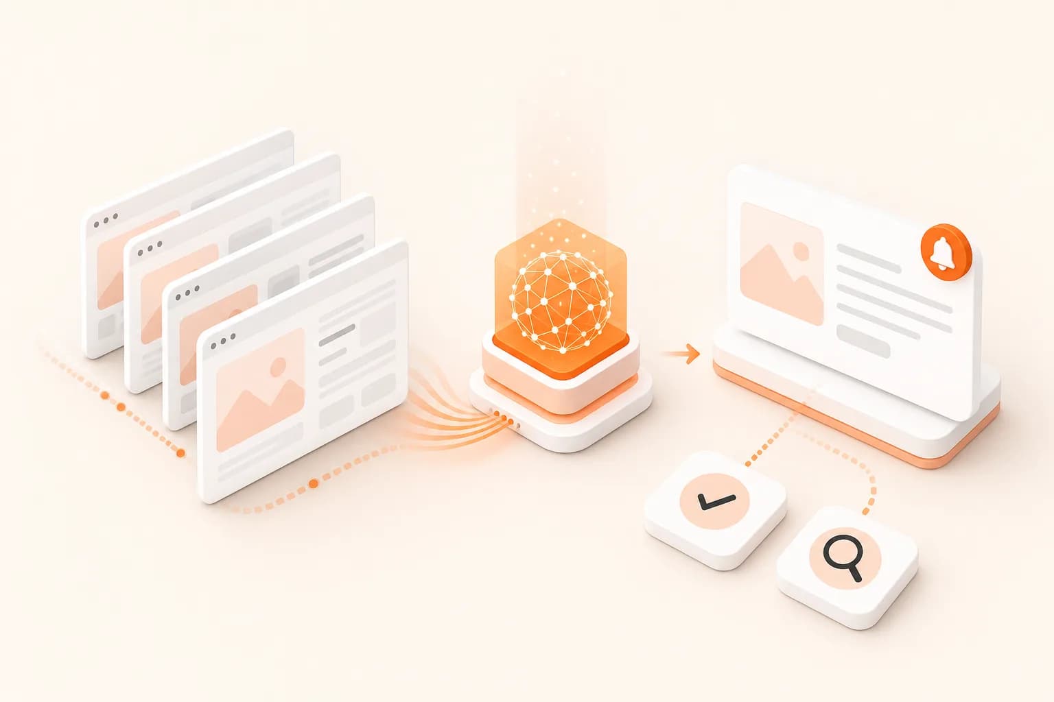 Snapshot Site themed workflow illustration for ai website monitoring