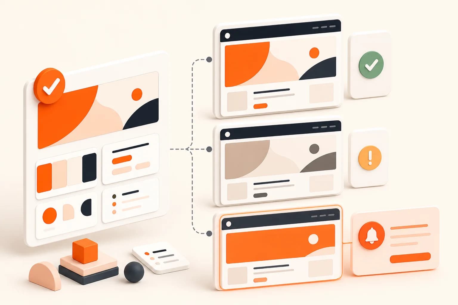 Approved brand reference board compared with several live partner webpage captures and a visual alert