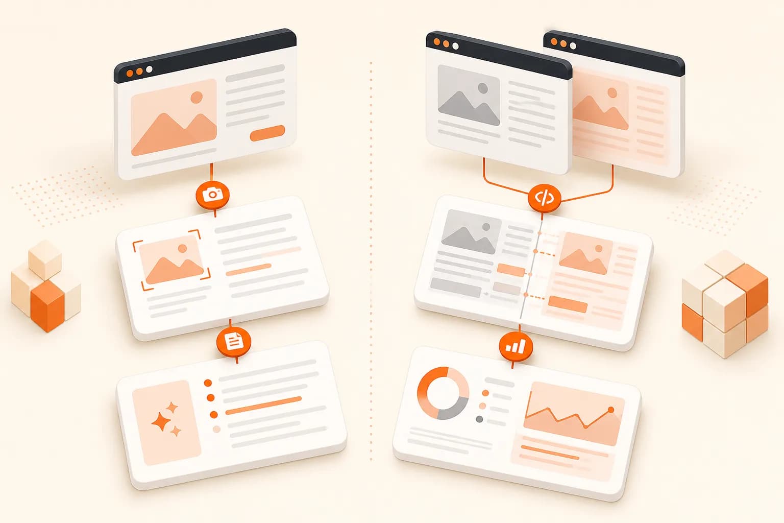 Neutral comparison of a CaptureKit content workflow and a Snapshot Site visual monitoring workflow