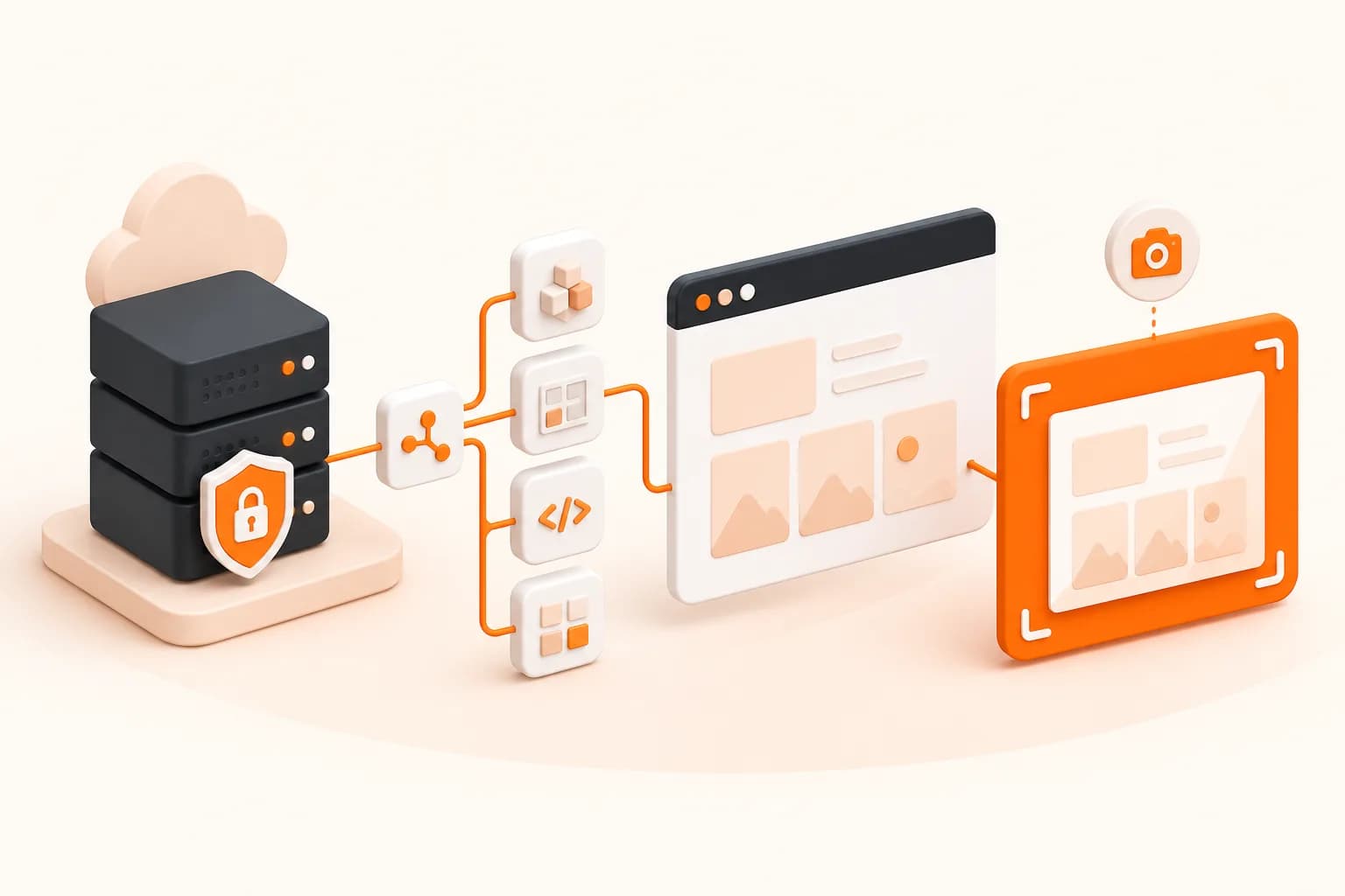 Snapshot Site themed React screenshot API integration illustration