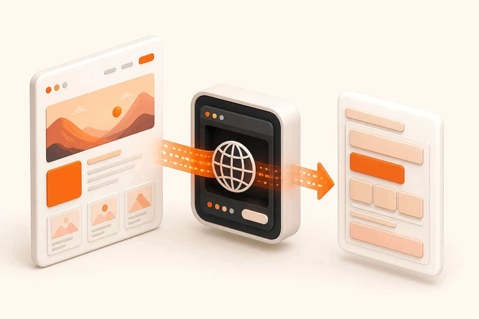 Snapshot Site themed webpage to HTML API illustration